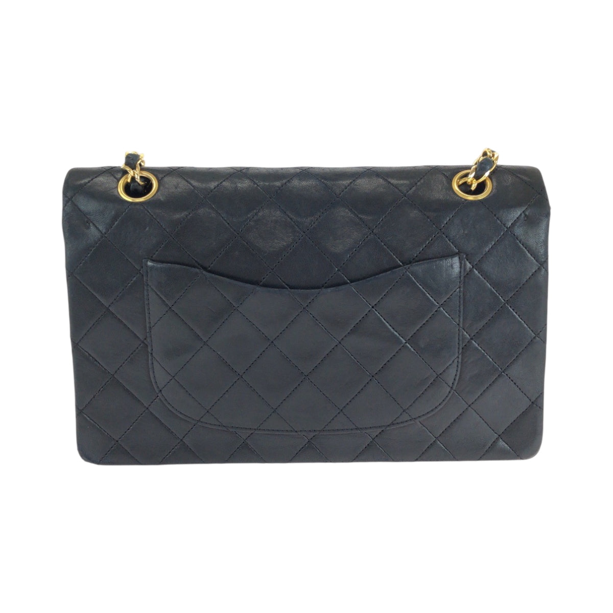 15353
CHANEL シャネル ヴィンテージ マトラッセ25 ダブルフラップ ココマーク ターンロック ブラック 黒 ゴールド金具 ラムスキン チェーンショルダーバッグ  レディース