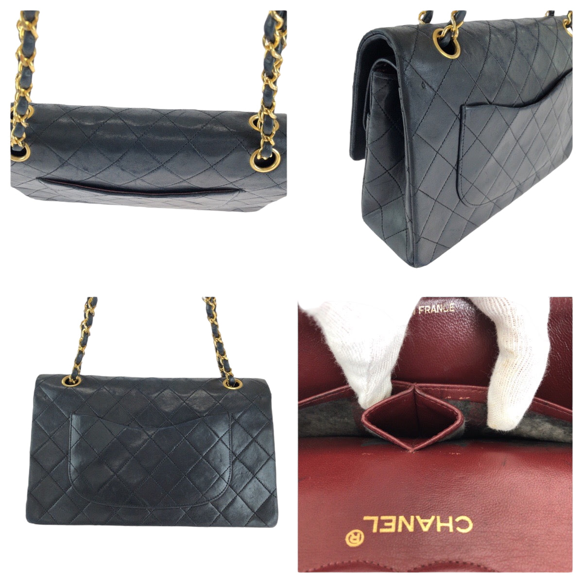 15353
CHANEL シャネル ヴィンテージ マトラッセ25 ダブルフラップ ココマーク ターンロック ブラック 黒 ゴールド金具 ラムスキン チェーンショルダーバッグ  レディース