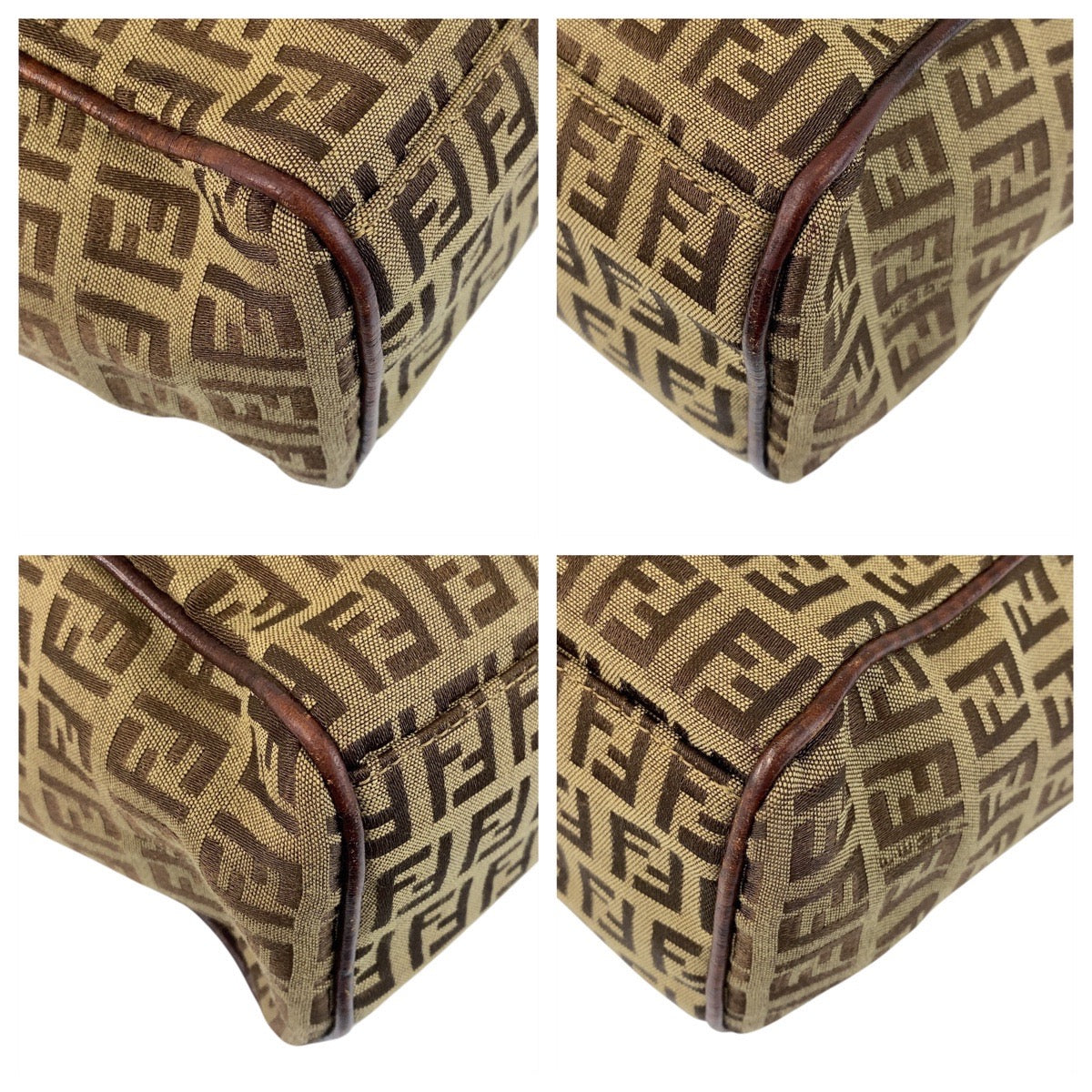 15354
FENDI フェンディ ズッカ ブラウン ベージュ ゴールド金具 キャンバス / レザー トートバッグ ショルダーバッグ  レディース