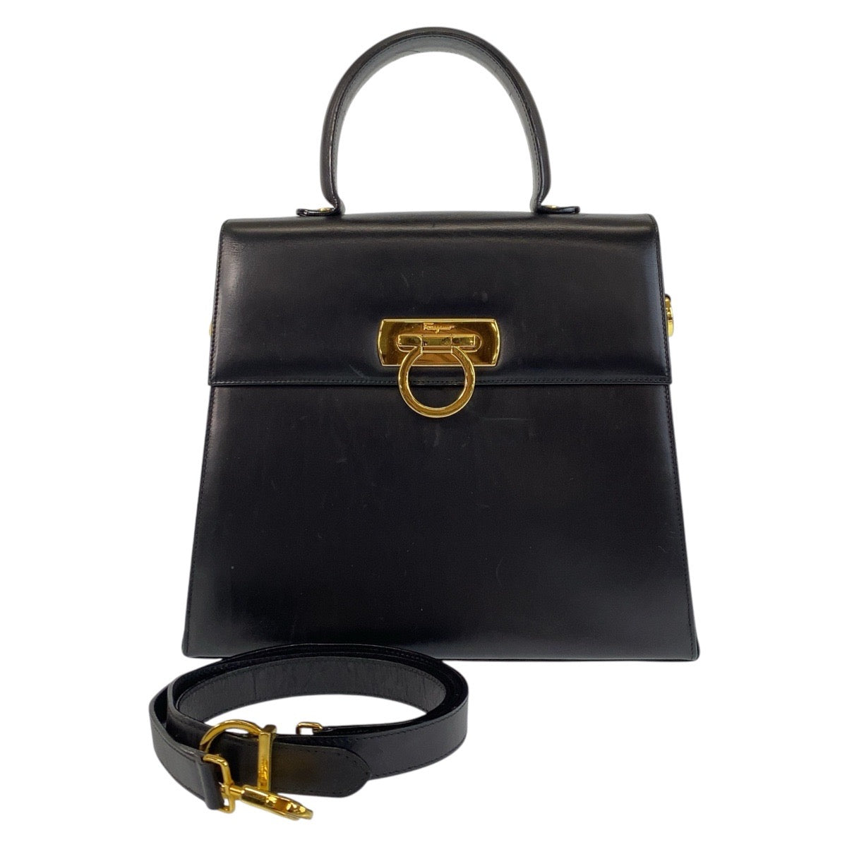 15355
Salvatore Ferragamo サルヴァトーレフェラガモ ガンチーニ ブラック 黒 ゴールド金具 レザー ハンドバッグ ショルダーバッグ 2way レディース AB34