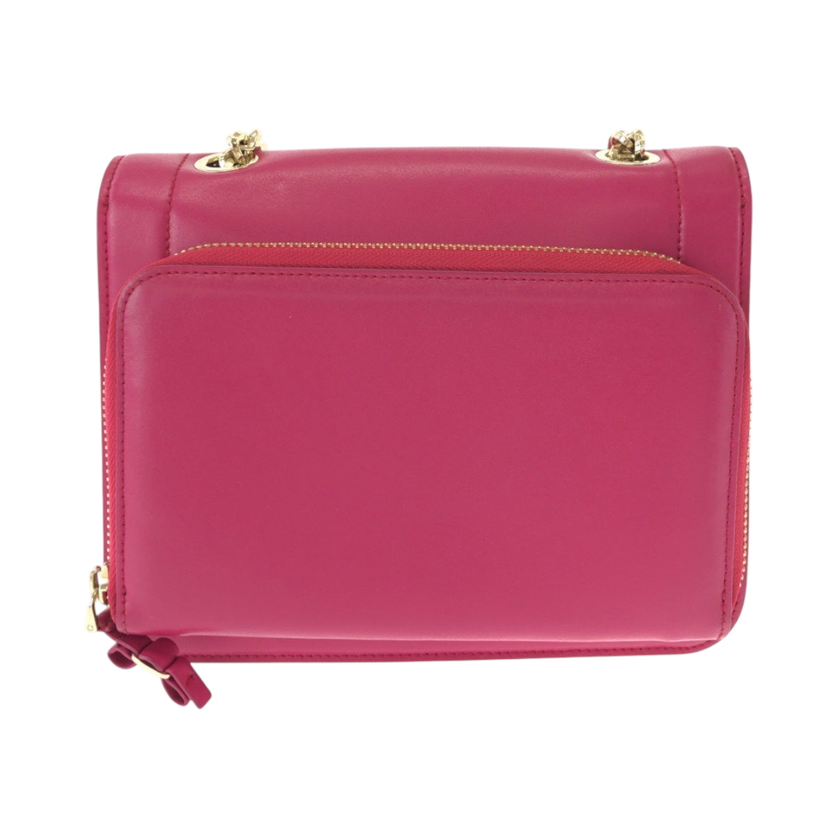 15356
Salvatore Ferragamo サルヴァトーレフェラガモ ヴァラ ピンク ゴールド金具 レザー チェーンショルダーバッグ ポシェット  レディース
