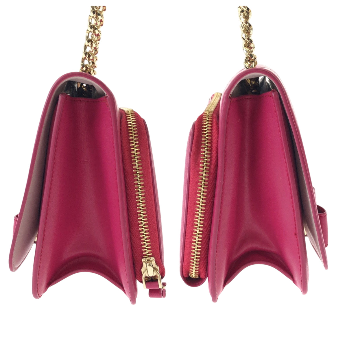 15356
Salvatore Ferragamo サルヴァトーレフェラガモ ヴァラ ピンク ゴールド金具 レザー チェーンショルダーバッグ ポシェット  レディース