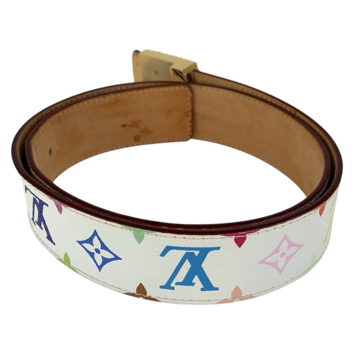 15358
LOUIS VUITTON ルイヴィトン モノグラム マルチカラー サンチュール LVロゴ スタッズ 80cm/32インチ ホワイト マルチカラー PVC / レザー M6909 ベルト 男女兼用  メンズ