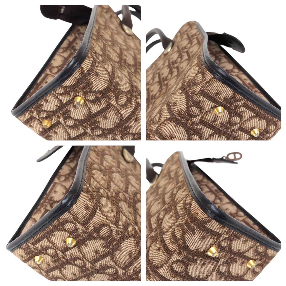 15332
Dior ディオール ヴィンテージ トロッター ブラウン ゴールド金具 キャンバス / レザー トートバッグ ハンドバッグ  レディース