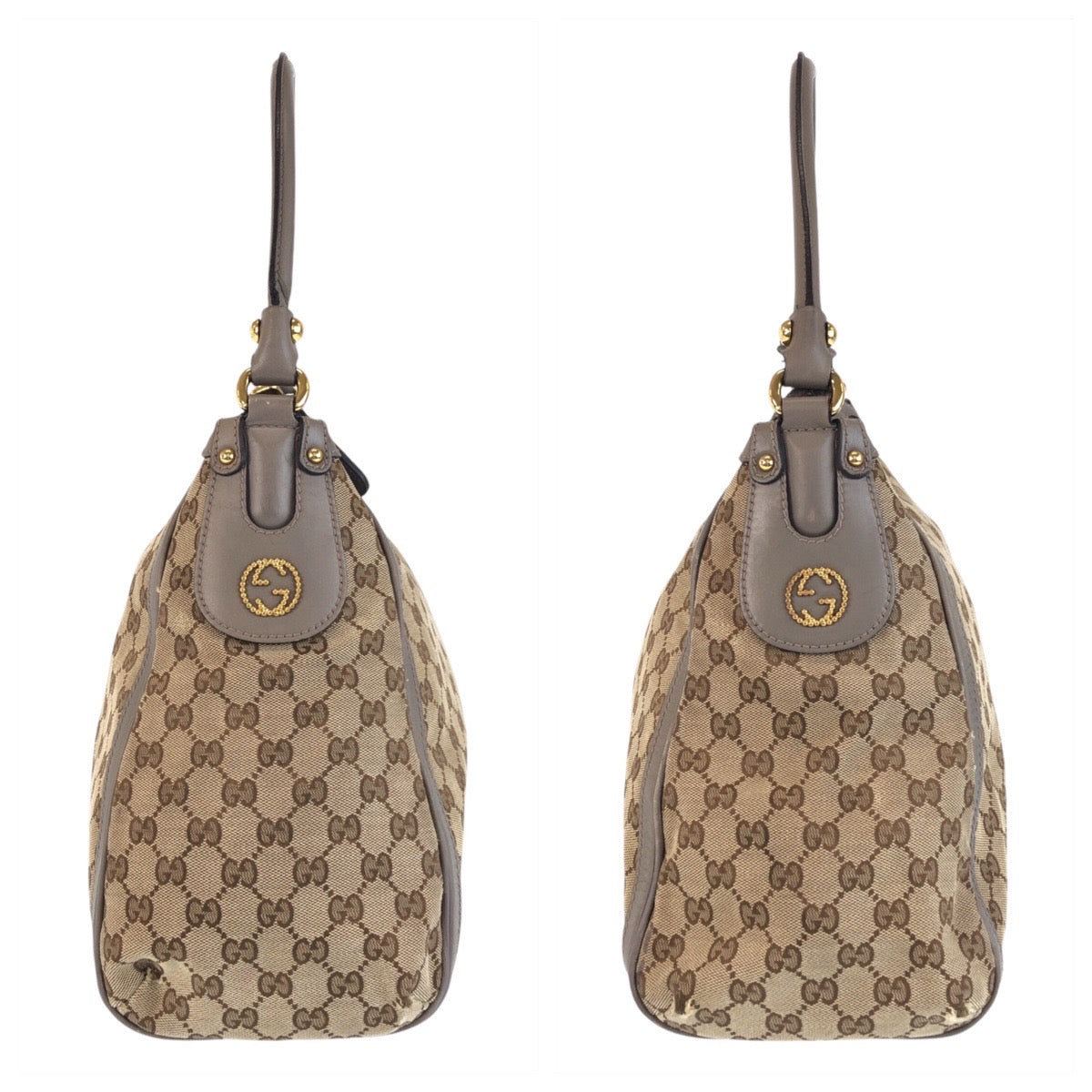 15359
GUCCI グッチ スカーレット ベージュ グレー ゴールド金具 GGキャンバス / レザー 282297 ショルダーバッグ  レディース