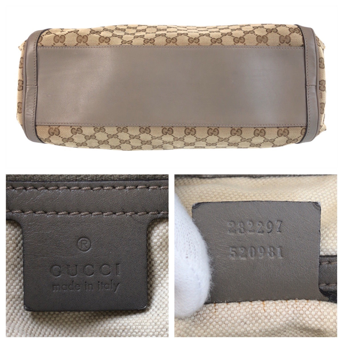 15359
GUCCI グッチ スカーレット ベージュ グレー ゴールド金具 GGキャンバス / レザー 282297 ショルダーバッグ  レディース