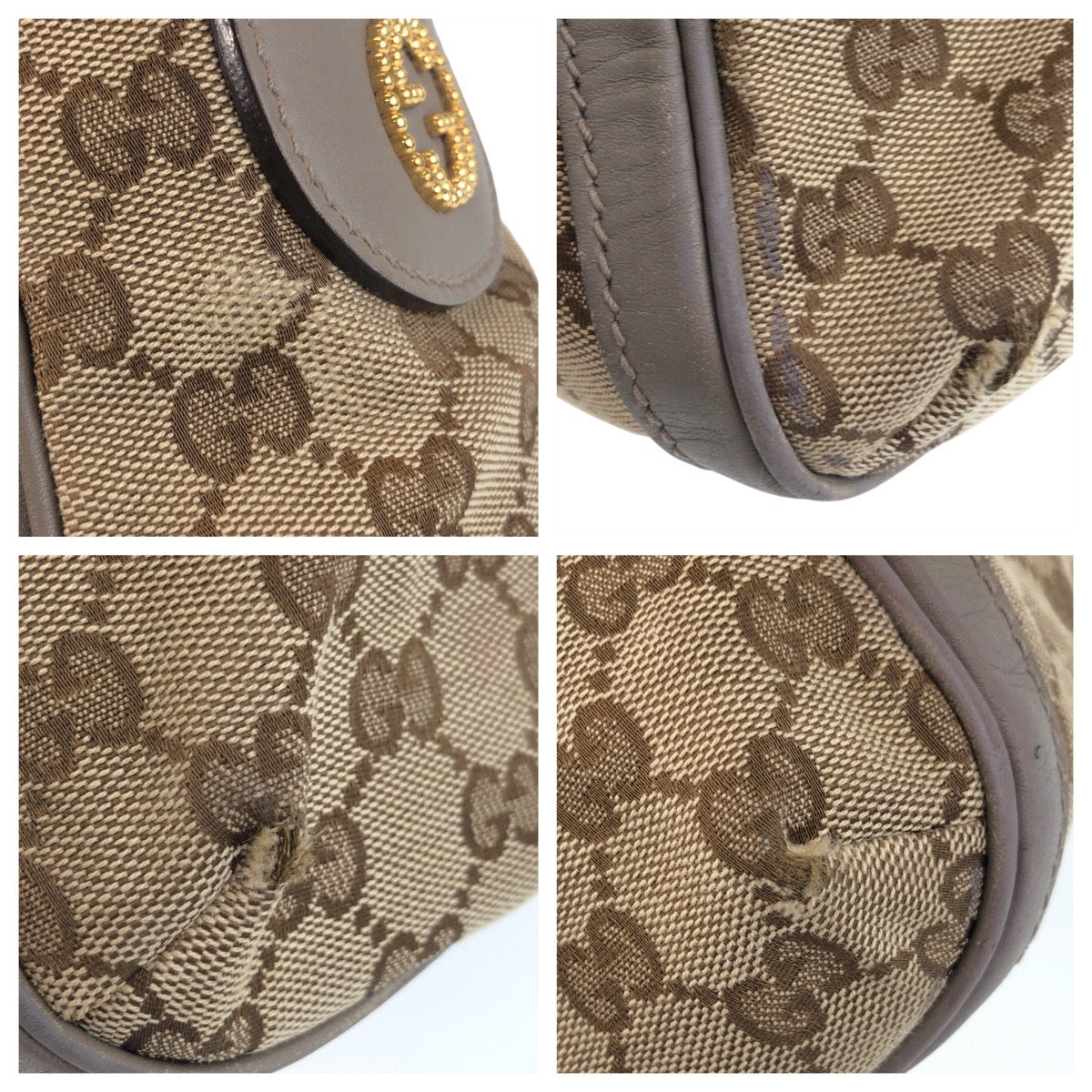 15359
GUCCI グッチ スカーレット ベージュ グレー ゴールド金具 GGキャンバス / レザー 282297 ショルダーバッグ  レディース