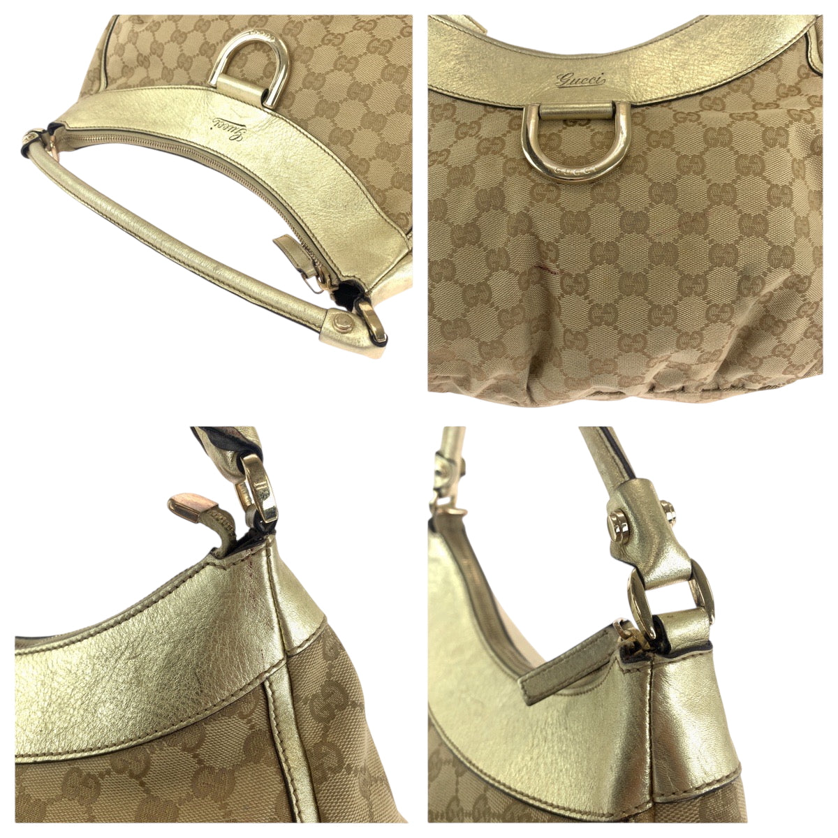 15360
GUCCI グッチ アビー ベージュ ゴールド ゴールド金具 GGキャンバス 189833 ホーボー ワンショルダーバッグ 肩掛け  レディース
