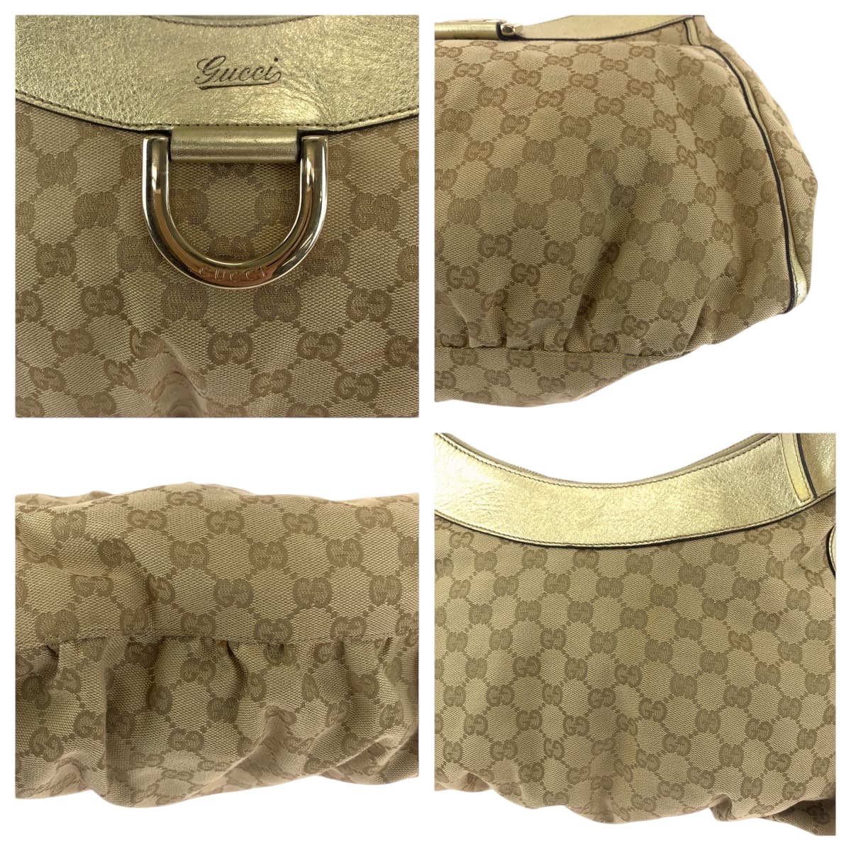 15360
GUCCI グッチ アビー ベージュ ゴールド ゴールド金具 GGキャンバス 189833 ホーボー ワンショルダーバッグ 肩掛け  レディース