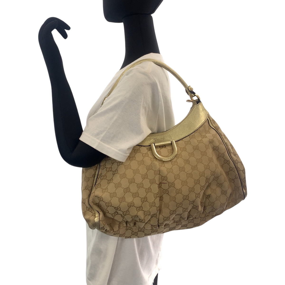 15360
GUCCI グッチ アビー ベージュ ゴールド ゴールド金具 GGキャンバス 189833 ホーボー ワンショルダーバッグ 肩掛け  レディース