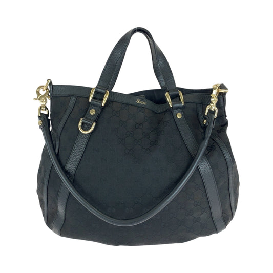 15361
GUCCI グッチ ブラック 黒 シルバー金具 GGキャンバス 130734 ワンショルダーバッグ ハンドバッグ 2way  レディース