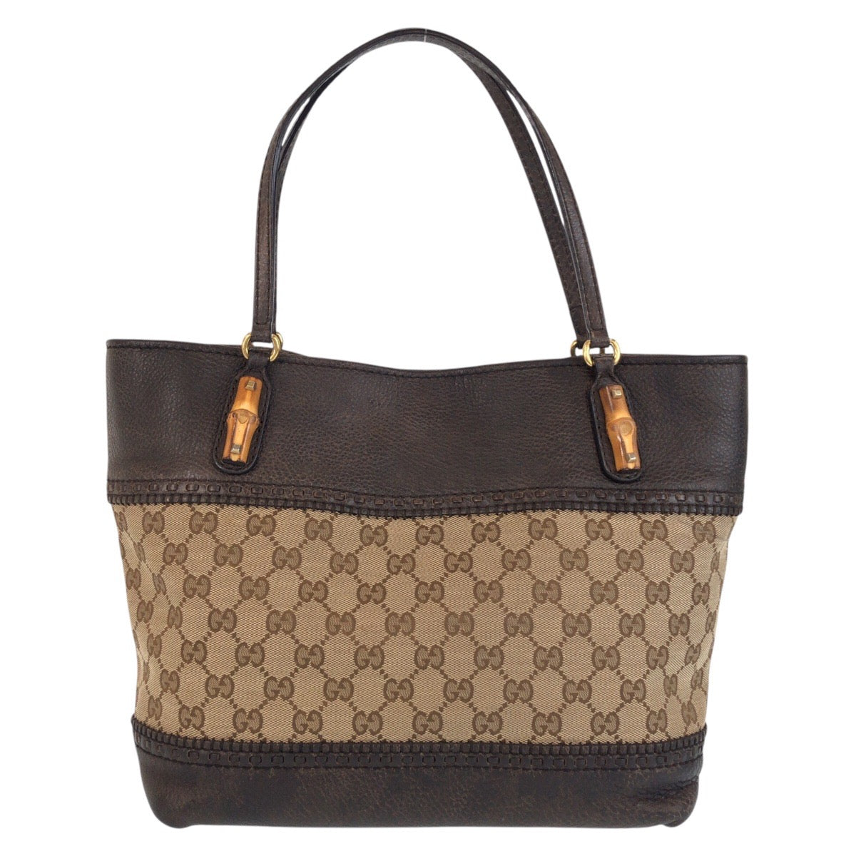 15362
GUCCI グッチ バンブー ベージュ ブラウン ゴールド金具 GGキャンバス / レザー 353125 トートバッグ ショルダーバッグ  レディース