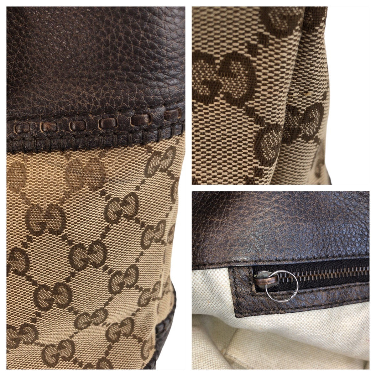 15362
GUCCI グッチ バンブー ベージュ ブラウン ゴールド金具 GGキャンバス / レザー 353125 トートバッグ ショルダーバッグ  レディース