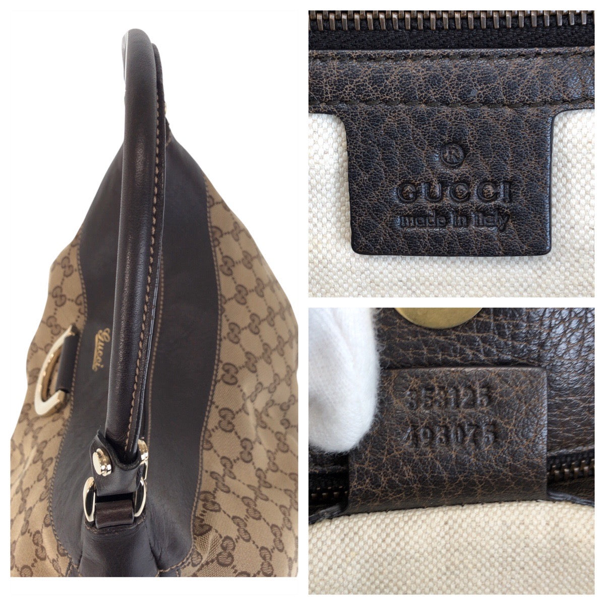 15362
GUCCI グッチ バンブー ベージュ ブラウン ゴールド金具 GGキャンバス / レザー 353125 トートバッグ ショルダーバッグ  レディース