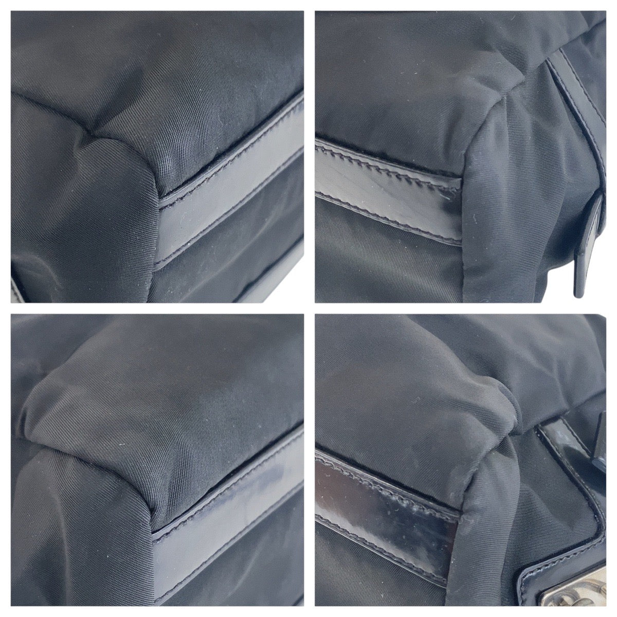15366
PRADA プラダ テスート ロゴ型押し ブラック 黒 シルバー金具 ナイロン / レザー ショルダーバッグ  レディース
