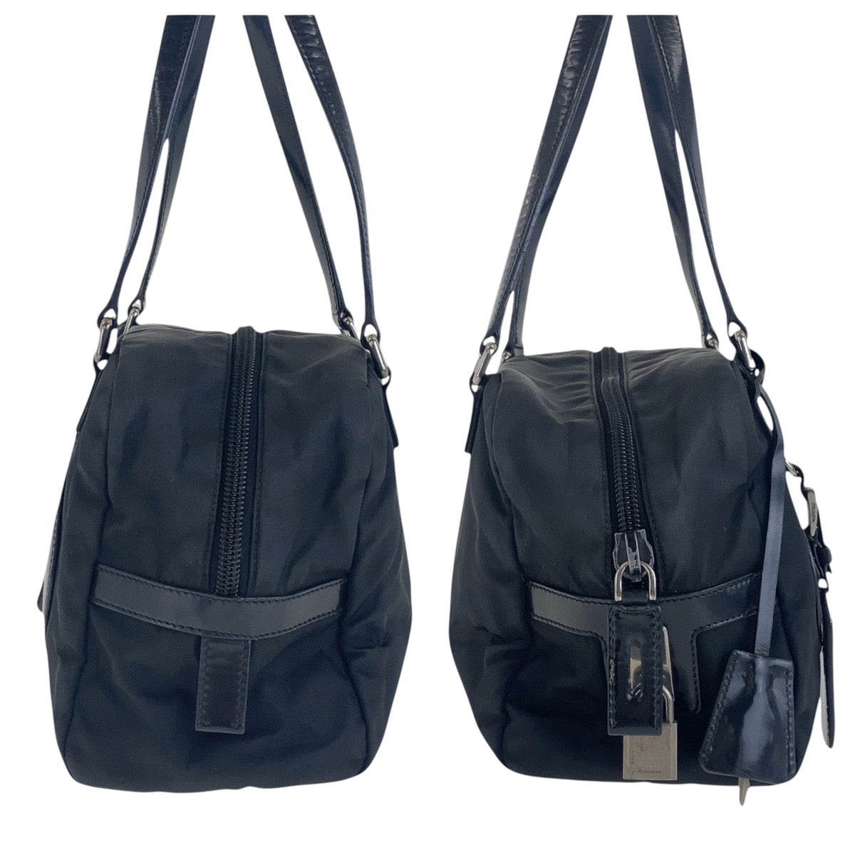 15366
PRADA プラダ テスート ロゴ型押し ブラック 黒 シルバー金具 ナイロン / レザー ショルダーバッグ  レディース