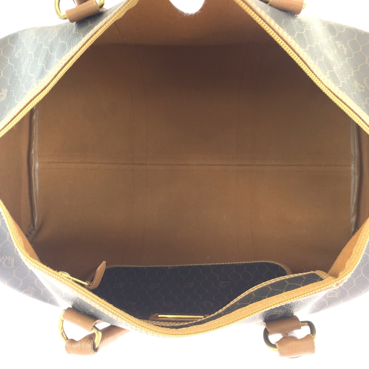 15368
Dior ディオール ハニカム柄 ブラウン ゴールド金具 PVC ボストンバッグ ハンドバッグ  レディース