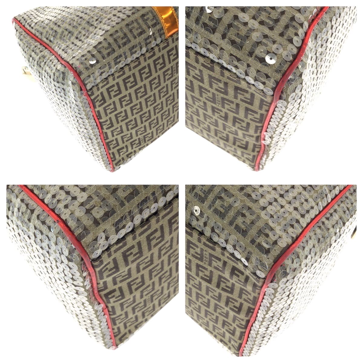 15369
FENDI フェンディ ズッキーノ スパンコール オーバーナイト ベージュ マルチカラー ゴールド金具 キャンバス 2370 8BL099 XBH 079 ボストンバッグ ハンドバッグ  レディース
