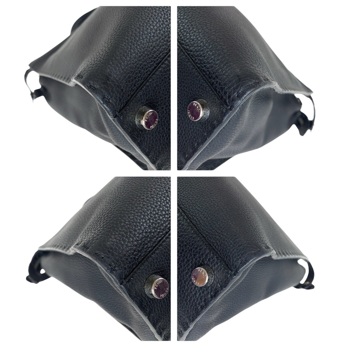 15370
FENDI フェンディ セレリア ピーカブー バグズモンスターアイ ブラック 黒 シルバー金具 レザー ビジネスバッグ ショルダーバッグ 2way  メンズ