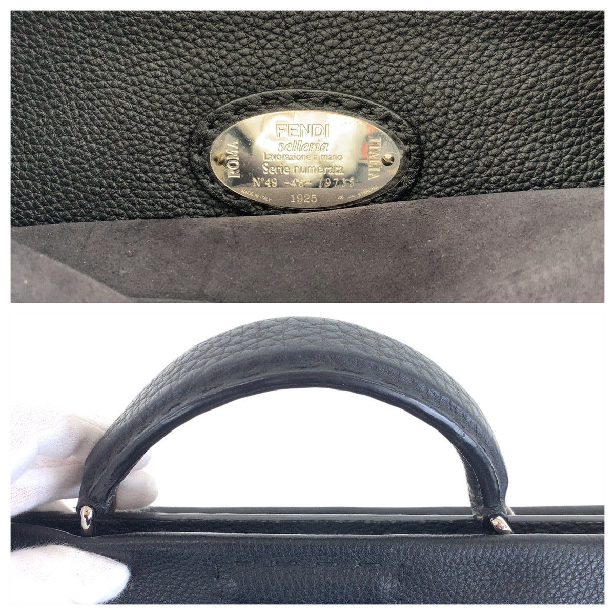 15370
FENDI フェンディ セレリア ピーカブー バグズモンスターアイ ブラック 黒 シルバー金具 レザー ビジネスバッグ ショルダーバッグ 2way  メンズ
