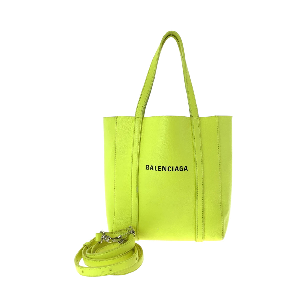 15373
BALENCIAGA バレンシアガ エブリデイ XXS イエロー ブラック シルバー金具 レザー 551815 ジョルダーバッグ トートバッグ 2way  レディース