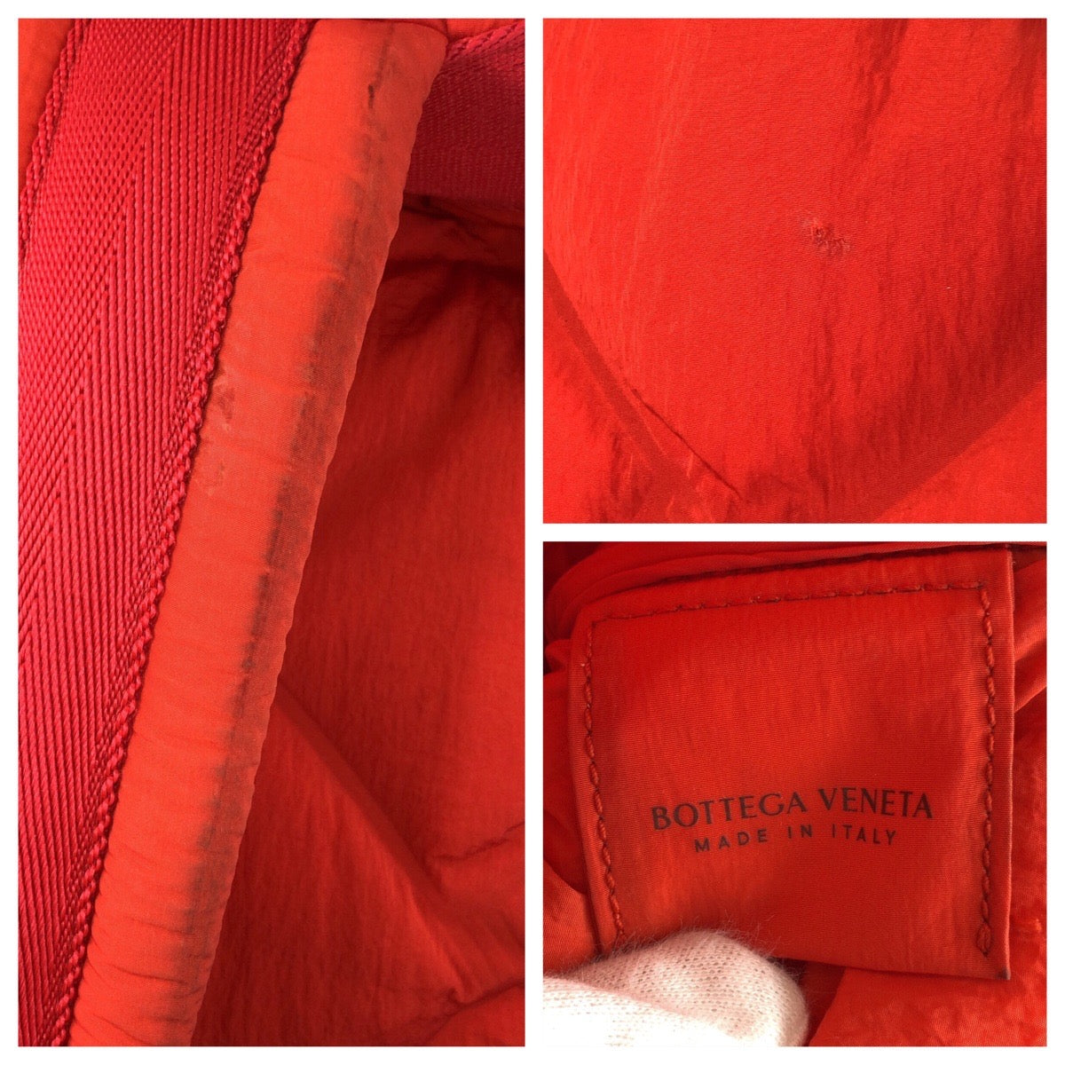 15374
BOTTEGAVENETA ボッテガヴェネタ マキシイントレチャート レッド シルバー金具 ナイロン リュック バッグパック男女兼用  レディース