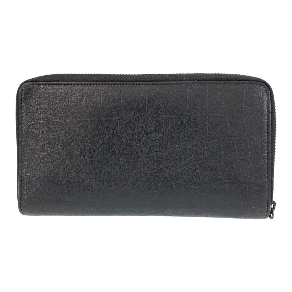 15375
 SAINT LAURENT PARIS YSL embossed black leather long wallet for men