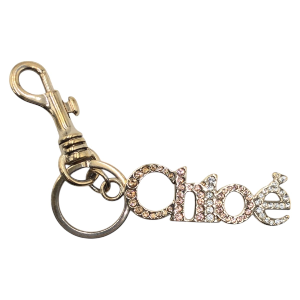 15381
Chloe クロエ ラインストーン ゴールド メタル キーホルダー キーリング キーチャーム  レディース