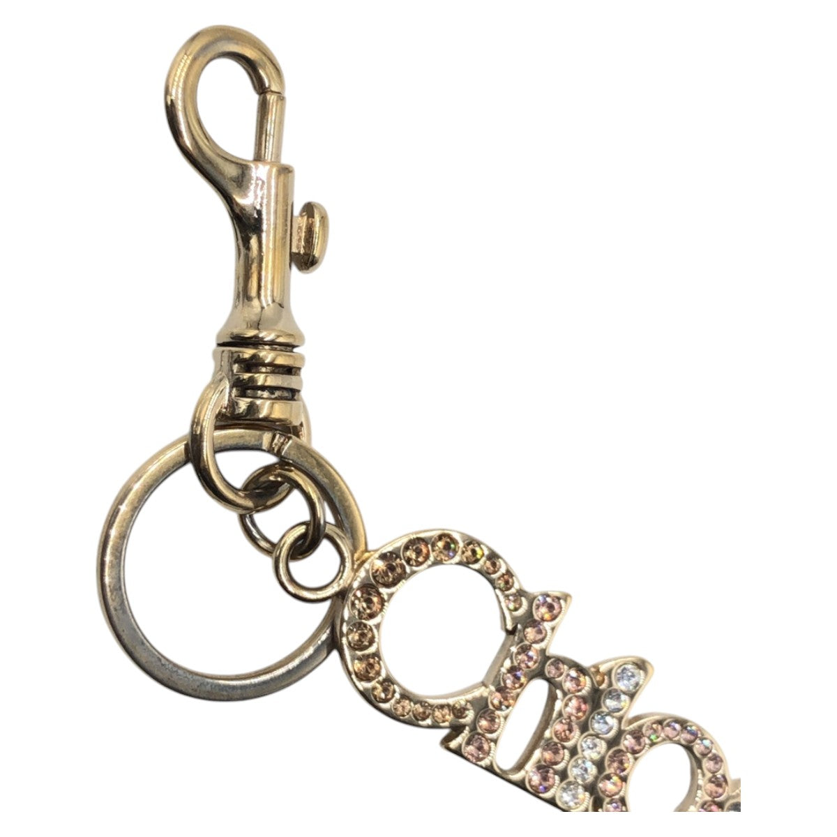 15381
Chloe クロエ ラインストーン ゴールド メタル キーホルダー キーリング キーチャーム  レディース