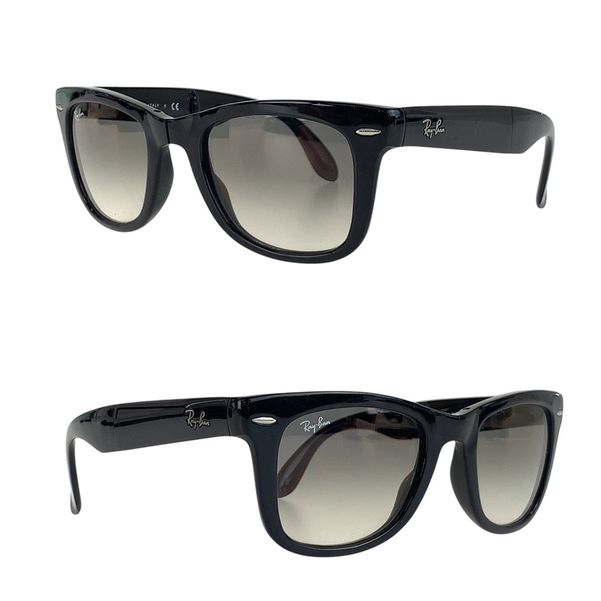 15395
Ray-Ban レイバン ブラック シルバー金具 プラスチック RB4105 601/32 50□22 2N 折りたたみ式サングラス ウェリントン  メンズ