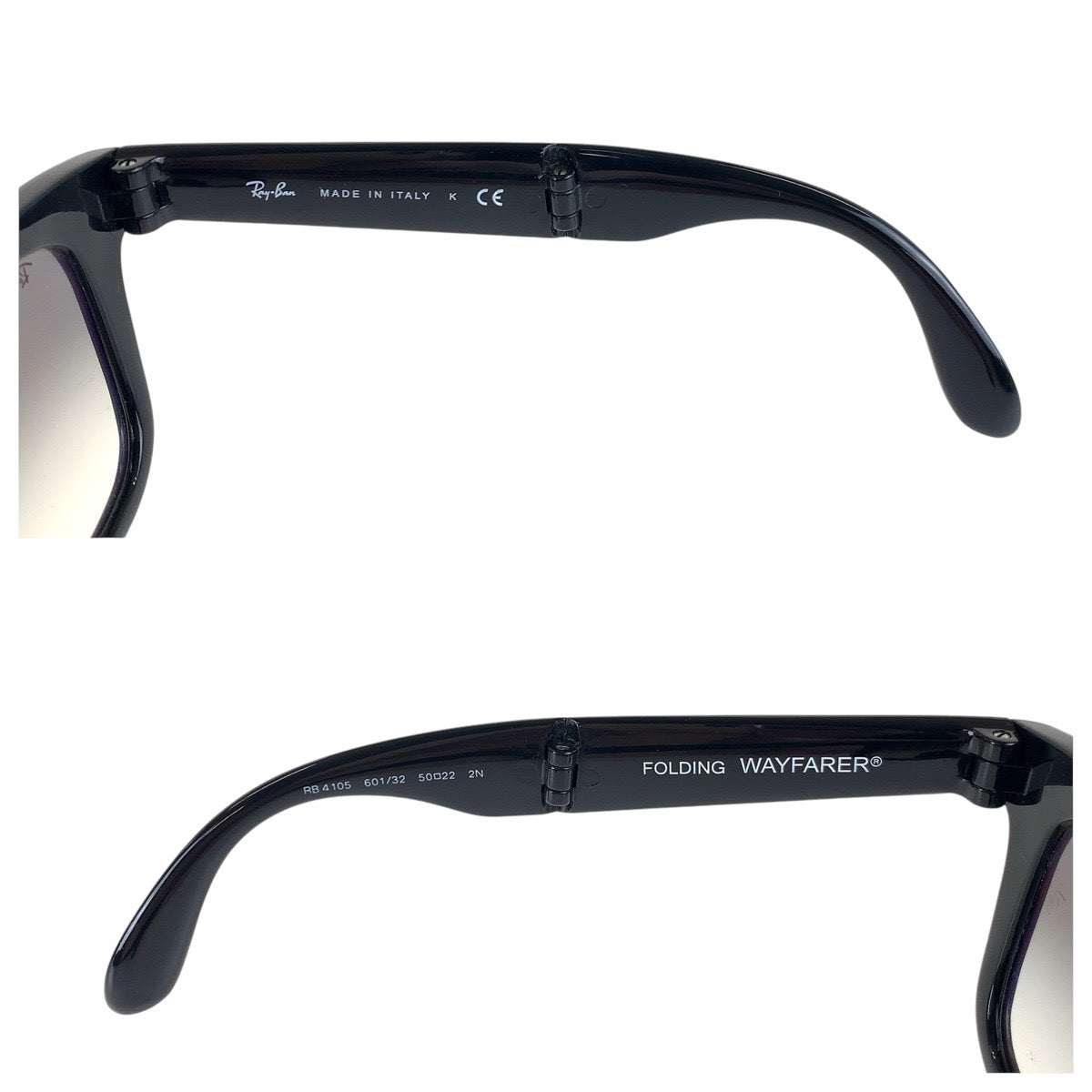 15395
Ray-Ban レイバン ブラック シルバー金具 プラスチック RB4105 601/32 50□22 2N 折りたたみ式サングラス ウェリントン  メンズ