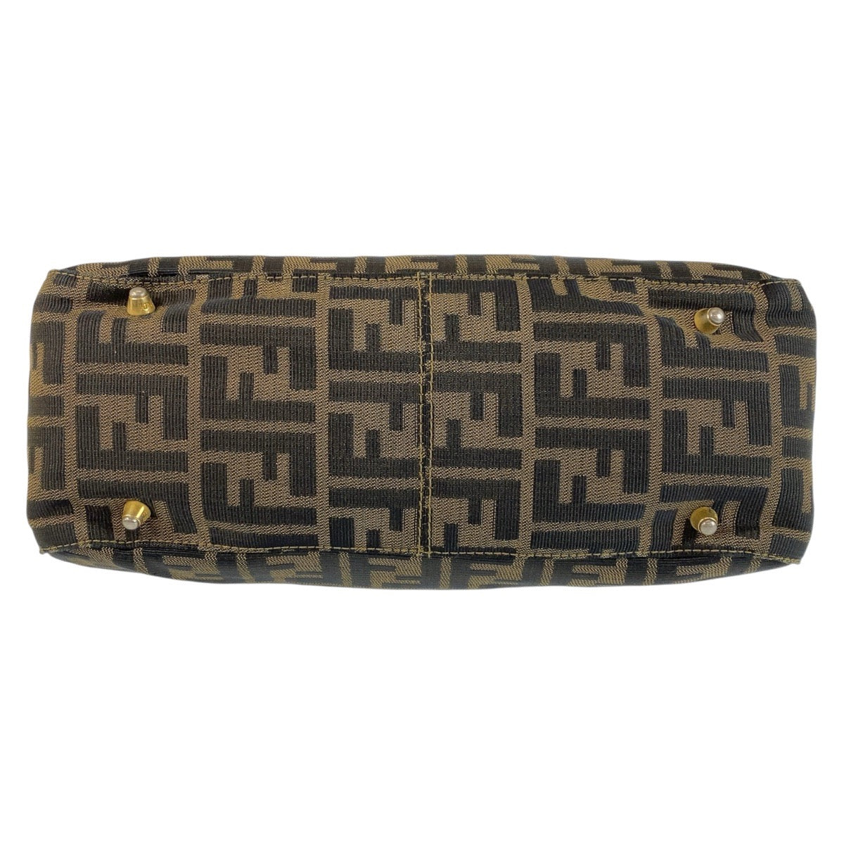 15398
FENDI フェンディ ズッカ ブラウン ゴールド金具 キャンバス / レザー ハンドバッグ  レディース