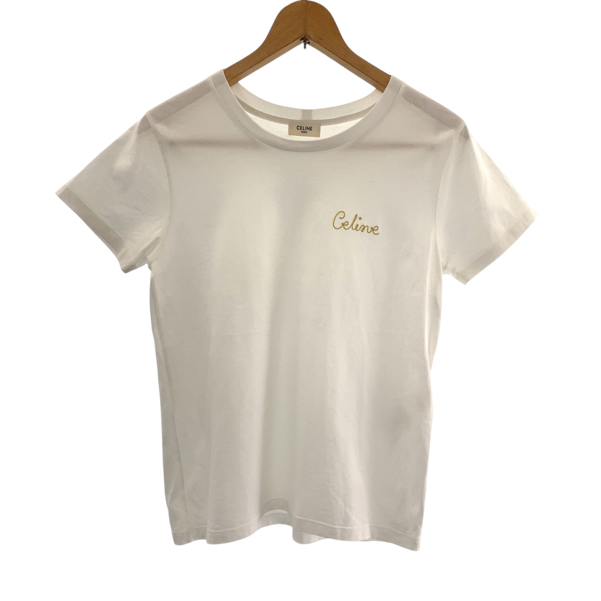 15399
CELINE セリーヌ エンブロイダリー サイズXS ホワイト ゴールド コットン 2X351501F 半袖Tシャツ  レディース