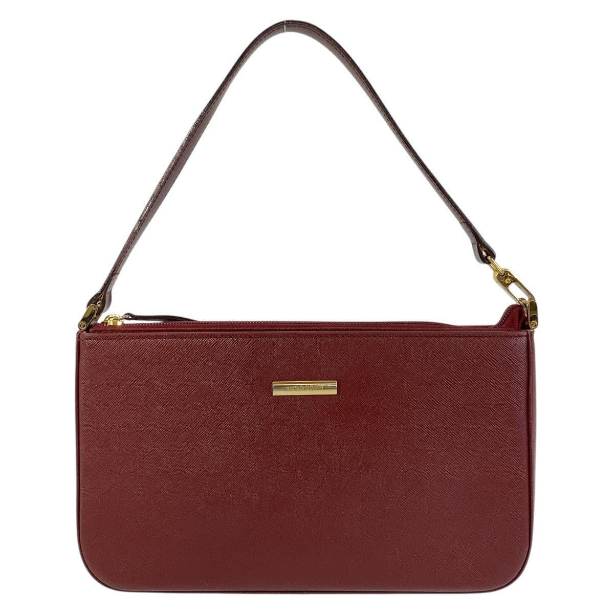 15402
BURBERRY バーバリー チェック柄 ボールド ゴールド金具 レザー ショルダーバッグ  レディース