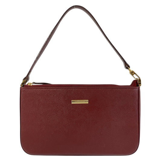 15402
BURBERRY バーバリー チェック柄 ボールド ゴールド金具 レザー ショルダーバッグ  レディース