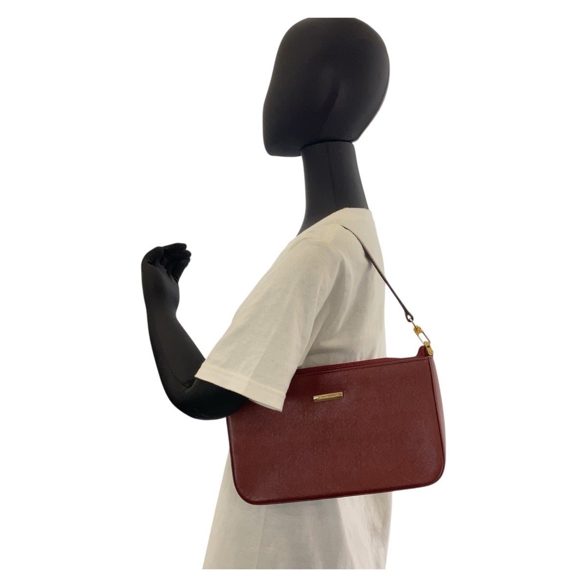 15402
BURBERRY バーバリー チェック柄 ボールド ゴールド金具 レザー ショルダーバッグ  レディース
