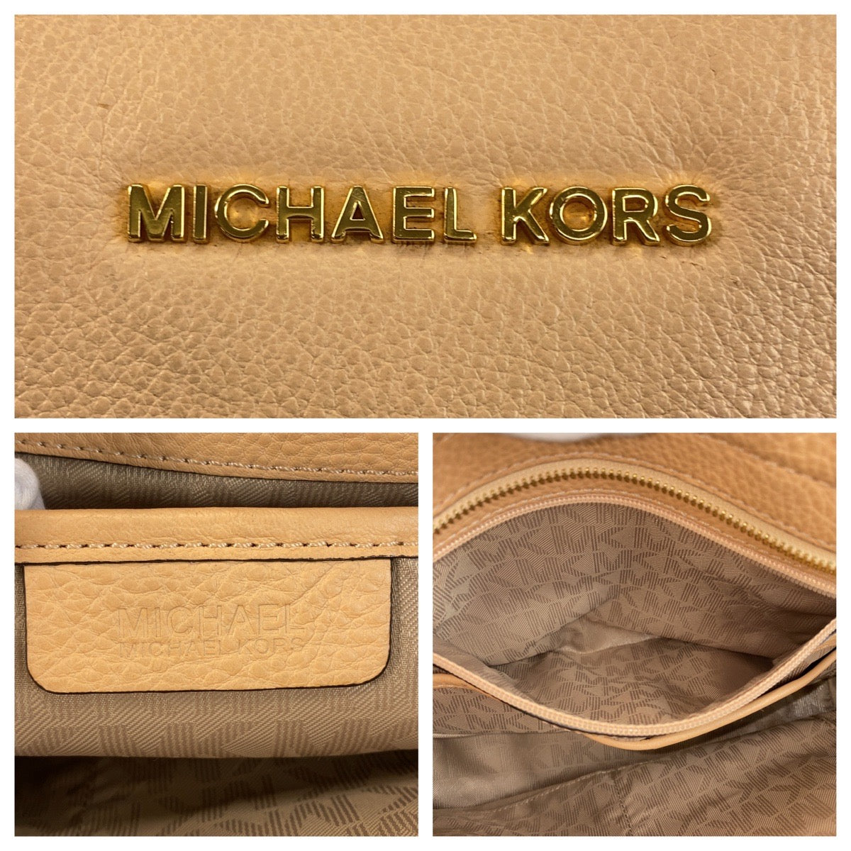 15404
Michael Kors マイケルコース ベージュ ゴールド金具 レザー ハンドバッグ ショルダーバッグ 2way レディース AB5