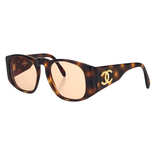 15412
CHANEL シャネル ヴィンテージ ココマーク ブラウン ゴールド金具 プラスチック 0004 80 サングラスフレーム 男女兼用 ウェリントン  レディース
