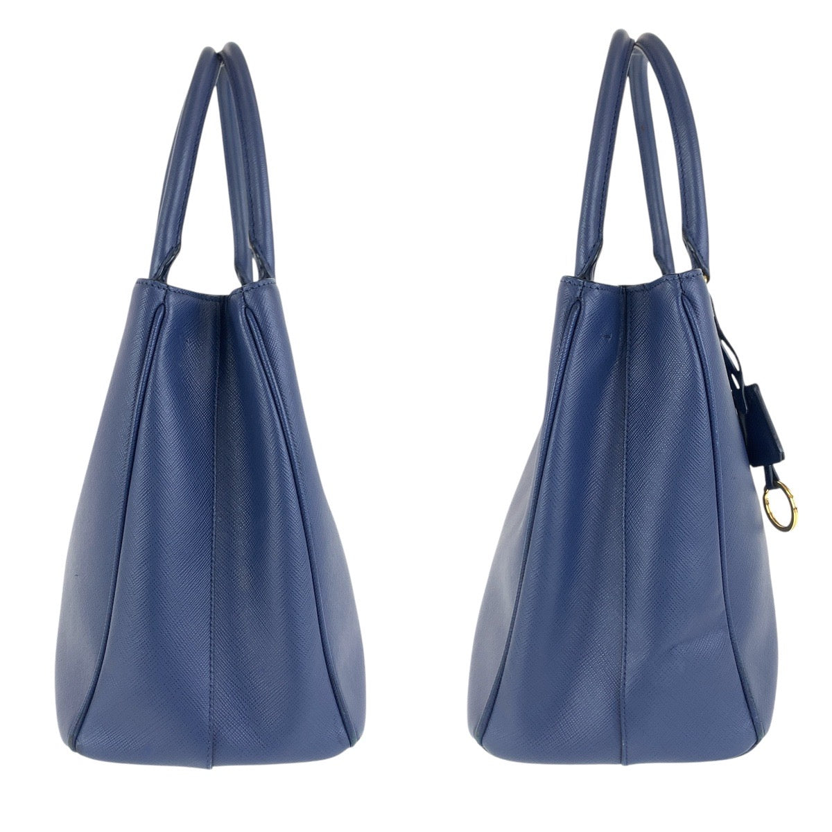 15419
PRADA プラダ サフィアーノ ガレリア 三角ロゴプレート ブルー ゴールド金具 レザー トートバッグ ショルダーバッグ 2way  レディース