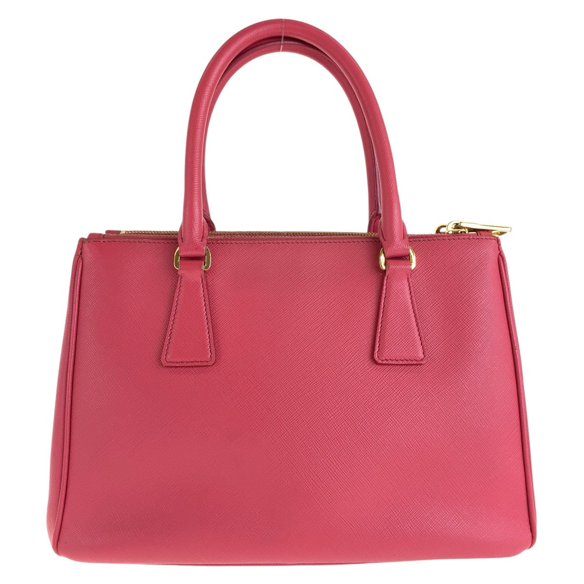 15420
PRADA プラダ サフィアーノ ガレリア 三角ロゴプレート ピンク ゴールド金具 レザー トートバッグ ショルダーバッグ 2way  レディース ABP55