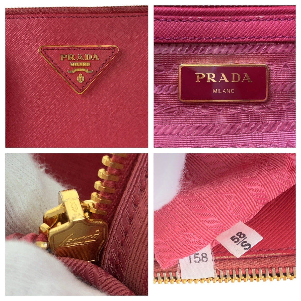 15420
PRADA プラダ サフィアーノ ガレリア 三角ロゴプレート ピンク ゴールド金具 レザー トートバッグ ショルダーバッグ 2way  レディース ABP55