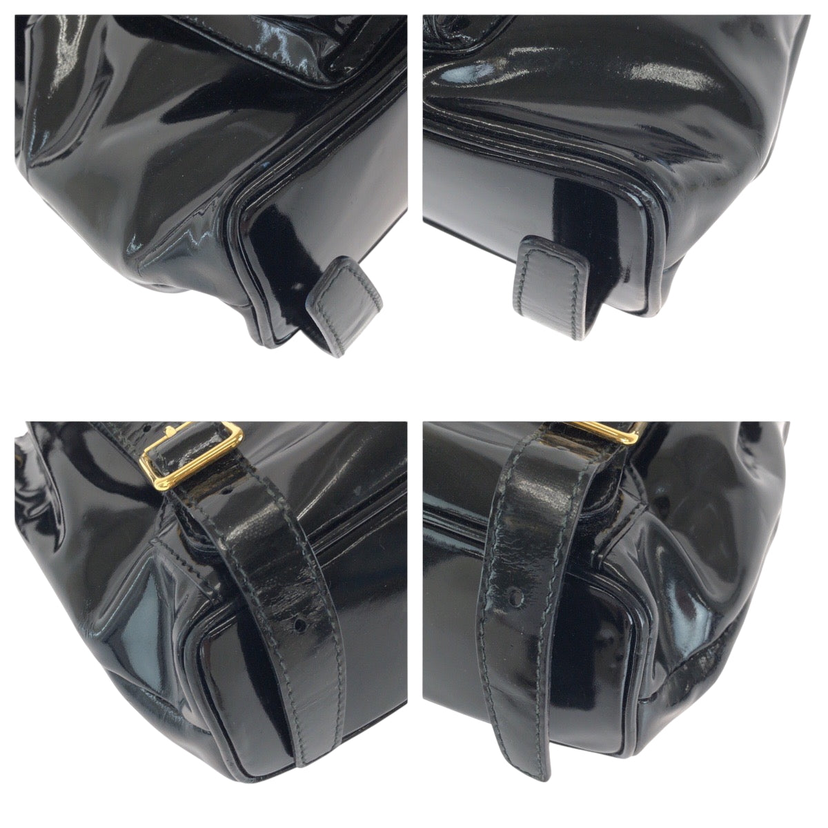 15421
GUCCI グッチ バンブー ブラック 黒 ゴールド金具 パテントレザー 003 2850 0030 リュックサック バックパック  レディース ABP17