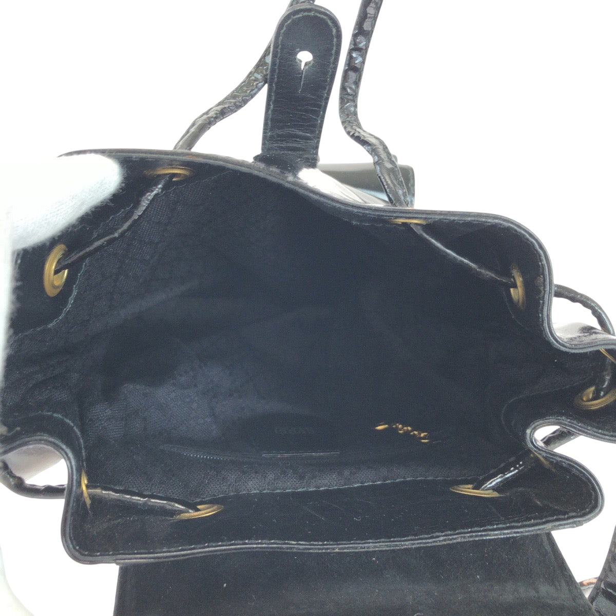 15421
GUCCI グッチ バンブー ブラック 黒 ゴールド金具 パテントレザー 003 2850 0030 リュックサック バックパック  レディース ABP17