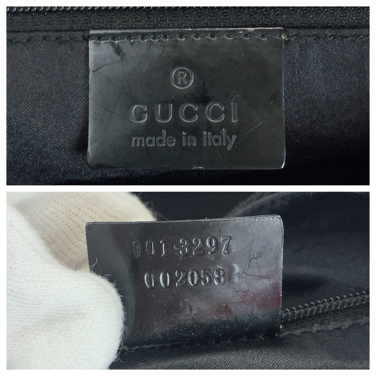 15422
GUCCI グッチ ホーボー ブラック 黒 シルバー金具 キャンバス / エナメル 001 3297 ショルダーバッグ  レディース AB16