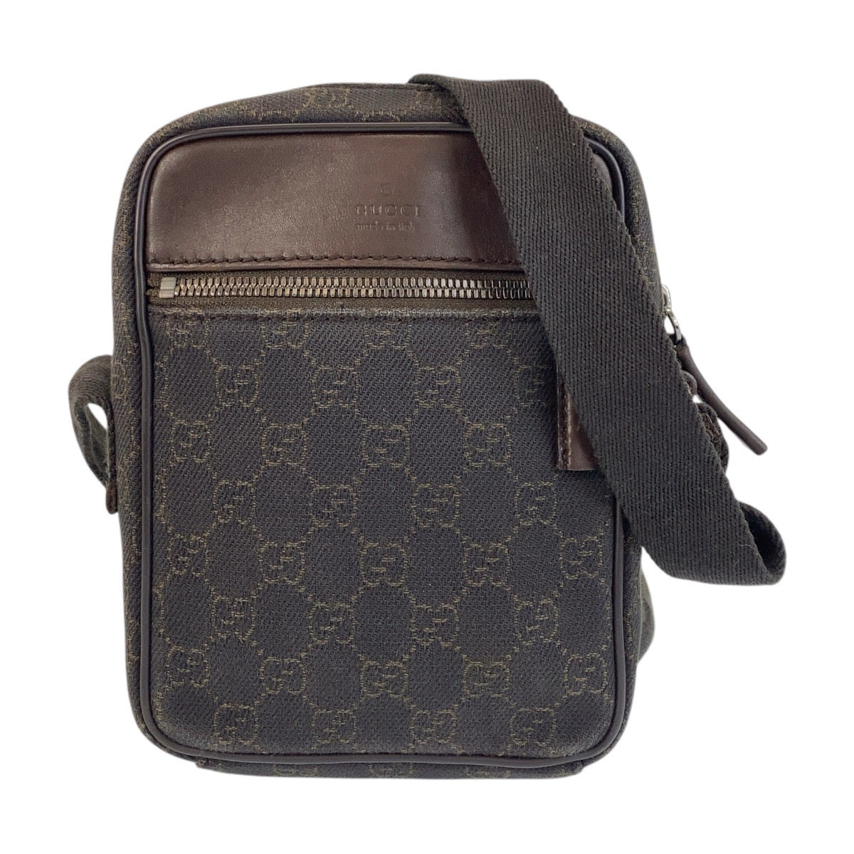 15424
GUCCI グッチ ブラウン シルバー金具 GGキャンバス / レザー 101680 ショルダーバッグ ポシェット  レディース