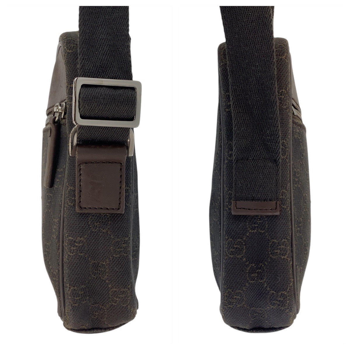 15424
GUCCI グッチ ブラウン シルバー金具 GGキャンバス / レザー 101680 ショルダーバッグ ポシェット  レディース