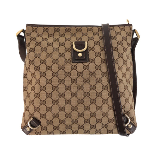 15426
GUCCI グッチ アビー ベージュ ブラウン ゴールド金具 GGキャンバス / レザー 131326 ショルダーバッグ メッセンジャーバッグ  レディース