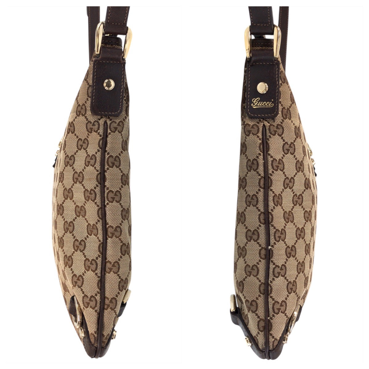 15426
GUCCI グッチ アビー ベージュ ブラウン ゴールド金具 GGキャンバス / レザー 131326 ショルダーバッグ メッセンジャーバッグ  レディース