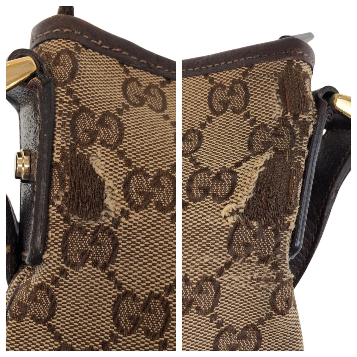 15426
GUCCI グッチ アビー ベージュ ブラウン ゴールド金具 GGキャンバス / レザー 131326 ショルダーバッグ メッセンジャーバッグ  レディース