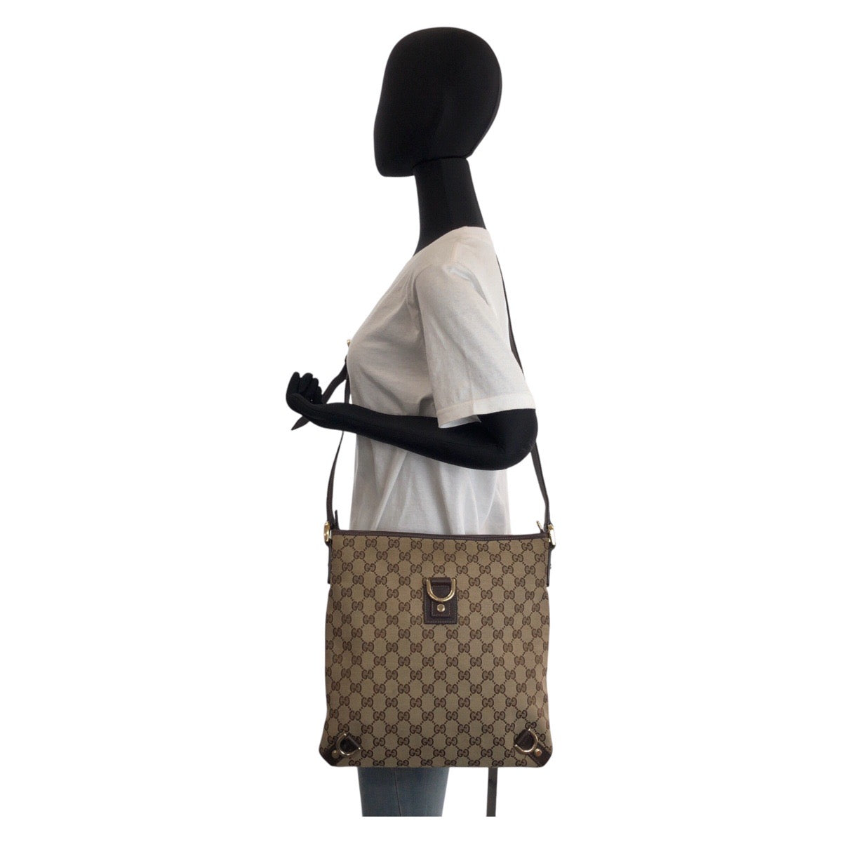 15426
GUCCI グッチ アビー ベージュ ブラウン ゴールド金具 GGキャンバス / レザー 131326 ショルダーバッグ メッセンジャーバッグ  レディース